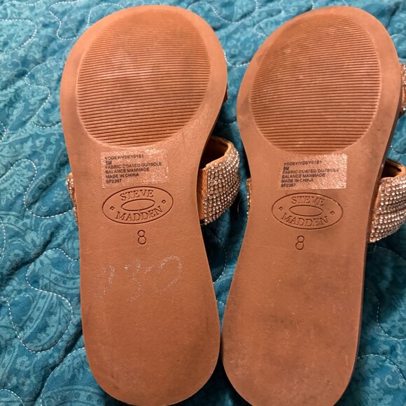 Steve Madden 3-Band Rhinestone & Silver Studded Slip-On Sandals Sz.8 - Picture 6 of 6